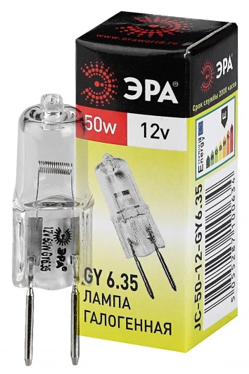 GY6.35-JC-50W-12V Лампочка галогеновая GY6.35 50W ЭРА GY6.35-JC-50W-12V