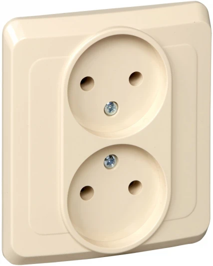 PC16-005K Розетка встраиваемая двойная без заземления (кремовый) Systeme Electric Этюд PC16-005K