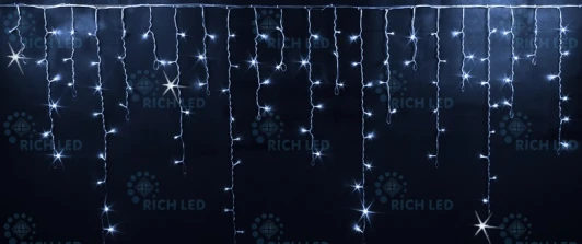 RL-i3*0.9F-T/W Гирлянда светодиодная Бахрома белая с мерцанием 220B, 144 LED, провод прозрачный, IP54 RL-i3*0.9F-T/W Rich LED