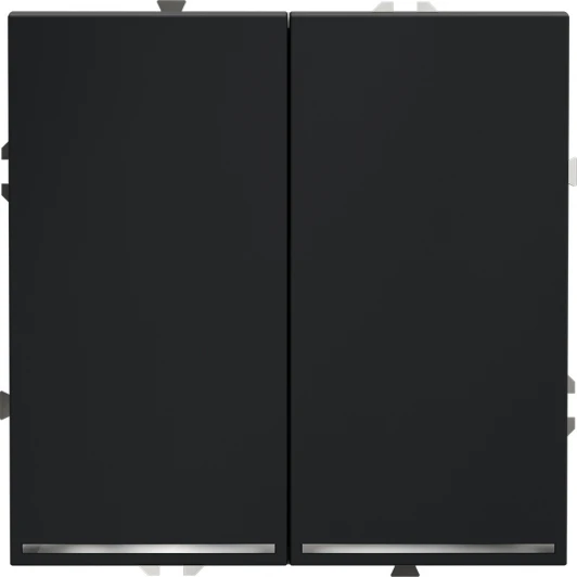 VLS020407 Проходной переключатель двухклавишный с подсветкой (графит) Voltum S70 VLS020407