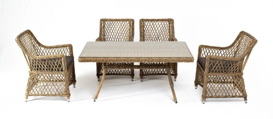 LCL4T-5-SET "Латте–140 L" обеденная группа плетеная, цвет соломенный 4SIS арт.УТ-00007282