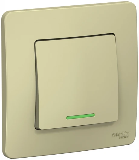 BLNVS010617 Выключатель встраиваемый одноклавишный с подсветкой (бежевый) Systeme Electric Blanca BLNVS010617