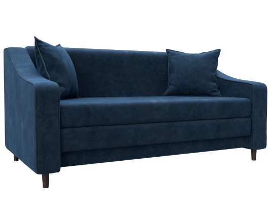 129781 Диван прямой Лига-071 (ЛДСП,Брус,Фанера/Дерево/Велюр/Синий) Лига Диванов 129781