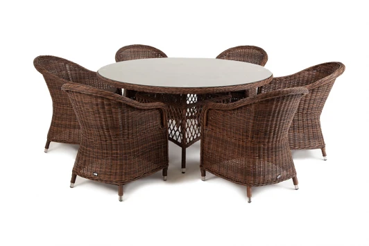 ECR6T-7-SET brown Обеденная группа плетеная, цвет коричневый 4SIS Эспрессо-150 R ECR6T-7-SET brown