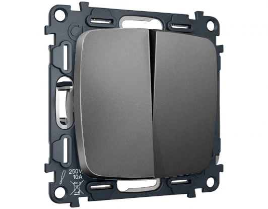 MO653030 Комплект механизма двухклавишного перекрестного выключателя встраиваемый (антрацит серый) Ambrella Volt QUANT MO653030