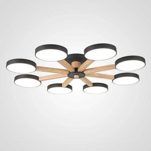 Turna01 Потолочная люстра Wi-Fi на штанге Turna 8 Black By ImperiumLoft Turna01 (LED, 220V, голосовое управление, умный дом - Алиса)