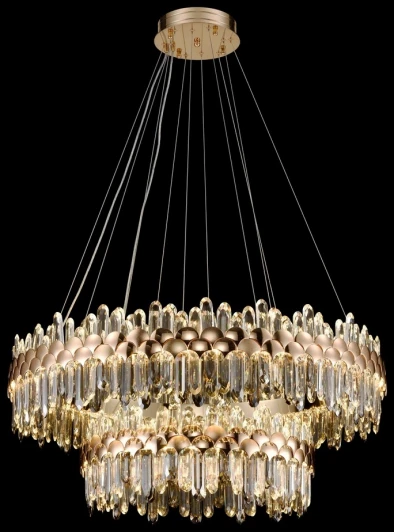 WE104.04.323 Подвесная люстра ярусная большая Wertmark Debora WE104.04.323 (LED, 220V, хрусталь, пульт управления, на тросе)