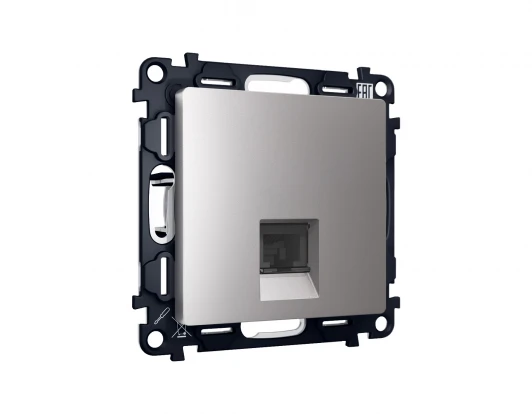 MA512005 Комплект механизма Ethernet RJ-45 розетки экранированной с автоматической защитной шторкой встраиваемый (сталь матовый) Ambrella Volt QUANT MA512005