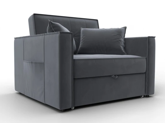 134855 Кресло-кровать Лига-104 (80) (ЛДСП,Брус,Фанера,Велюр/Серый) Лига Диванов 134855