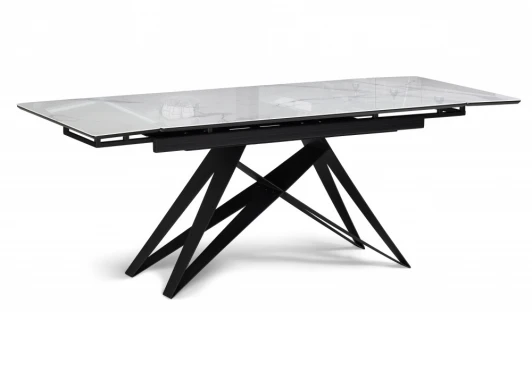 625936 Кухонный стол Notta Блэкберн 140(200)х80 кристл белый мрамор / черный