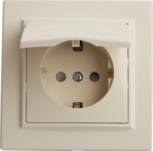 39238 Розетка с заземлением защитной крышкой и шторками (слоновая кость) Stekker Эрна 39238