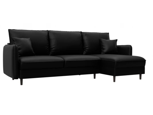 129933 Диван угловой Лига-064 НПБ угол универсальный (ДСП/Дерево/Экокожа/Черный) Лига Диванов 129933