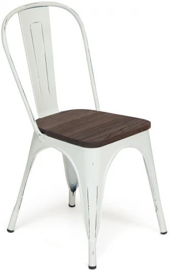 10706 Стул VIP Loft Chair (mod. 011) butter white vintage (металл/сиденье: дерево береза)