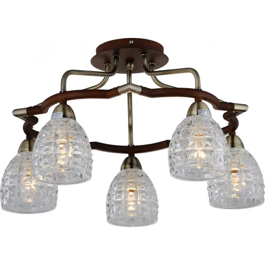412-05-53ABW antique brass + walnut Потолочная люстра N-Light 412 412-05-53ABW antique brass + walnut