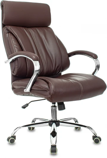 T-9904NSL/BROWN-PU Кресло руководителя Бюрократ T-9904NSL коричневый Lincoln 221 эко.кожа крестовина металл хром
