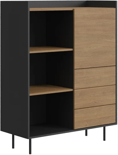 853906 Шкаф-стеллаж Look ОГОГО (арт.853906), (ЛДСП/Черный)