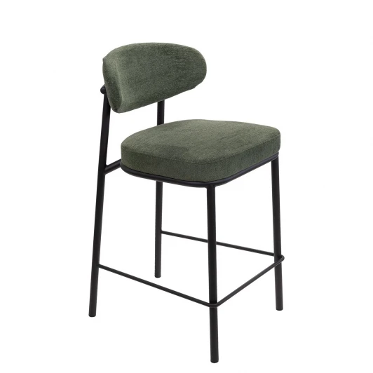 FR 1107 Стул полубарный Lucas 2 зеленый шенилл с чёрными ножками Bradex Home FR 1107
