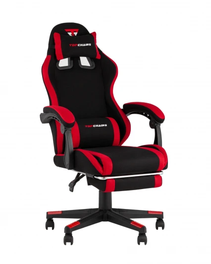 УТ000039482 Кресло спортивное TopChairs Prophet с оттоманкой ткань черно-красный арт.УТ000039482