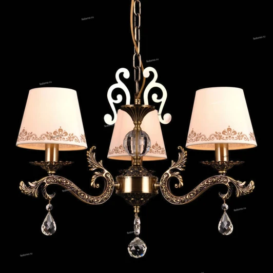 70012-3C ANTIQUE Люстра подвесная Natali Kovaltseva Calais, 3 плафона, бронза с белым, коричневым и прозрачным
