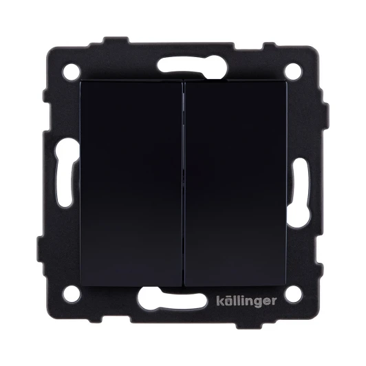 REA-R-011BK Выключатель кнопочный 2-клавишный 10А/250В изогнутый, черный Kollinger REA-R-011BK для Aspekt, Eleganz, Reflex