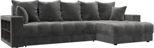 128610 Диван угловой с декором и полкой Лига-050 НПБ Лига Диванов (Велюр) арт.128610