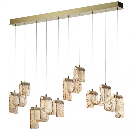 5105/52L Подвесной светильник светодиодный Odeon Light Flow 5105/52L золотой брашинг/янтарный металл/стекло LED x 52W 4000K (220V, на проводе)