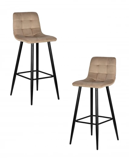 LML-8078-N_B-M_V-V108-104 Набор 2 шт стул барный DOBRIN NICOLE (черные матовые ножки, мокко велюр (108-104))