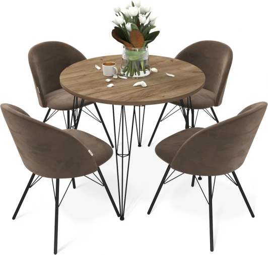 5975663101 Обеденная группа Sheffilton SHT-DS238 дуб галиф.таб./кофейный ликер/черн. муар