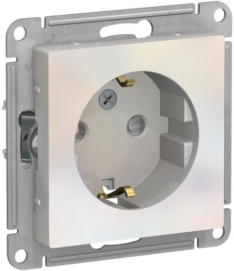 ATN000445 Розетка встраиваемая с заземлением и шторками (жемчужный) Systeme Electric AtlasDesign ATN000445