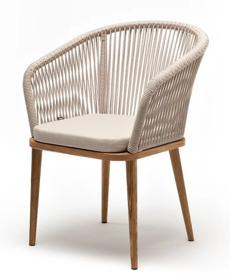 MAR-CH-T002 beige(beige052) "Марсель" стул плетеный из роупа, основание дуб, роуп бежевый круглый, ткань бежевая 052 4SIS арт.УТ-00007613