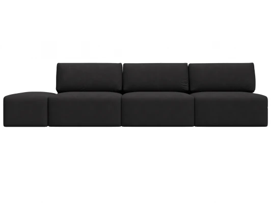 129485 Диван прямой модульный с пуфом Лига-060 НПБ Лонг (ЛДСП,Брус,Фанера/Пластик/Замша/Коричневый) Лига Диванов 129485