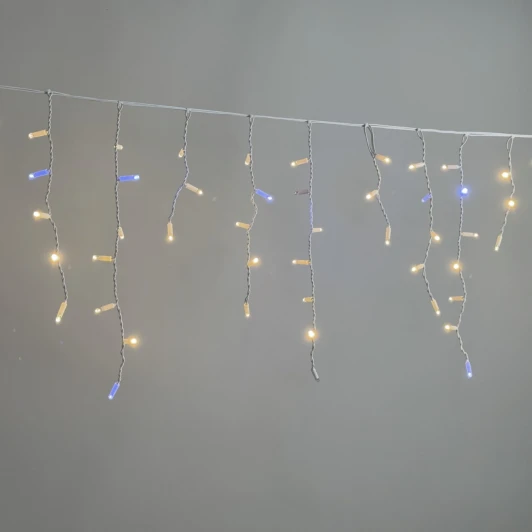 ECO120BLW-8-2WW Гирлянда Бахрома 3,1 x 0,5 м тепло-белая с мерцанием белого диода 220В, 120 LED, провод белый каучук 2,3мм, IP65 Laitcom ECO120BLW-8-2WW