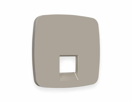 OP3720 Лицевая панель Ambrella Volt OMEGA (Серо-бежевый матовый) для компьютерной/телефонной розетки RJ-45/RJ-11 QUANT OP3720