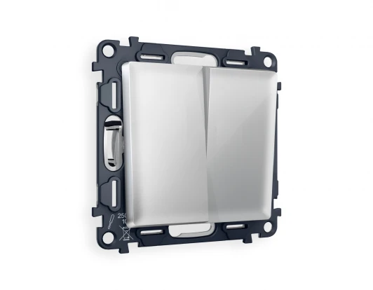 MA403030 Комплект механизма двухклавишного перекрестного выключателя встраиваемый (серебро глянец) Ambrella Volt QUANT MA403030