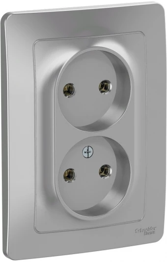 BLNRS000023 Розетка встраиваемая двойная без заземления (алюминий) Systeme Electric Blanca BLNRS000023