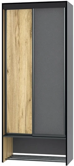 101836 Шкаф-купе Ивару ОЛЬГА-ЛОФТ 10.1, Дуб Крафт Золотой, Темно Серый