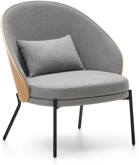 150956 Кресло Eamy светло-серое из шпона ясеня с натуральной отделкой La Forma (ex Julia Grup) арт.150956