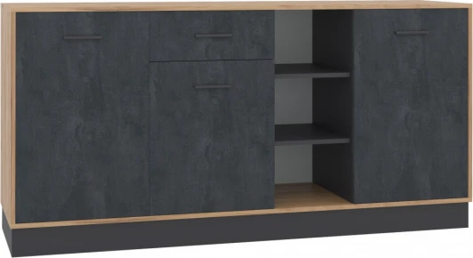 563860 Комод Woodville Леви 170 дуб крафт золотой / черный / угольный камень