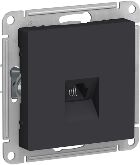 ATN001081 Телефонная розетка встраиваемая RJ-11 (карбон) Systeme Electric AtlasDesign ATN001081