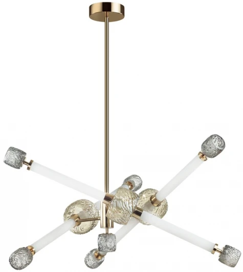 5426/54CL Потолочная люстра на штанге Odeon Light Kliff 5426/54CL золотой/белый/дымчатый/коньячный/металл/стекло/акрил LED 54W 3000K (220V)