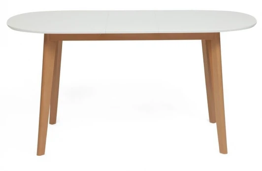 11257 Стол обеденный раскладной BOSCO (Боско) основание бук, столешница мдф, 120+30*80см, Белый+Натуральный ( Бук) Tetchair 11257