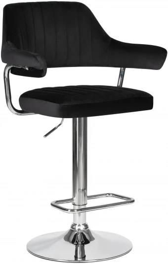 5019-LM CHARLY, цвет сиденья черный велюр (MJ9-101), цвет основания хромированная сталь Стул барный DOBRIN CHARLY (черный велюр (MJ9-101))