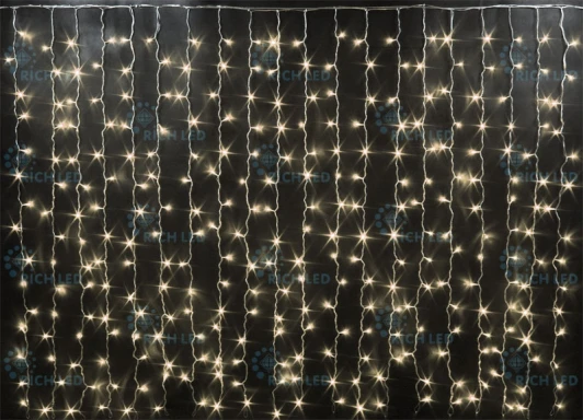 RL-CS2*1-CT/WW Гирлянда светодиодная Занавес белая 220B, 200 LED, провод прозрачный, IP65 RL-CS2*1-CT/WW Rich LED