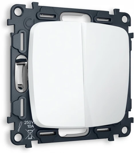 MO123020 Комплект механизма Ambrella Volt 2-клавишного проходного выключателя OMEGA MO123020 Белый матовый QUANT