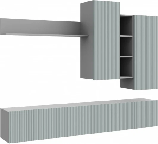 583082 Стенка Woodville Морти НМ-001 серый шифер / матовый грин грей софт арт.583082