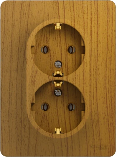 GSL000524 Розетка встраиваемая двойная с заземлением (дуб) Systeme Electric Glossa GSL000524