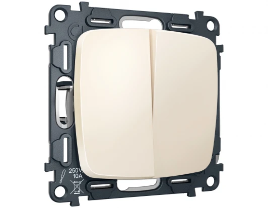 MO323030 Комплект механизма двухклавишного перекрестного выключателя встраиваемый (бежевый матовый) Ambrella Volt QUANT MO323030