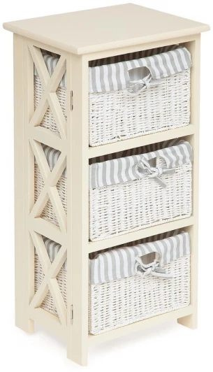 9854 Тумба с 3 ящиками Secret De Maison CROIX 3 ( mod. PE-07 ) butter white (слоновая кость) (дерево павловния, мдф)