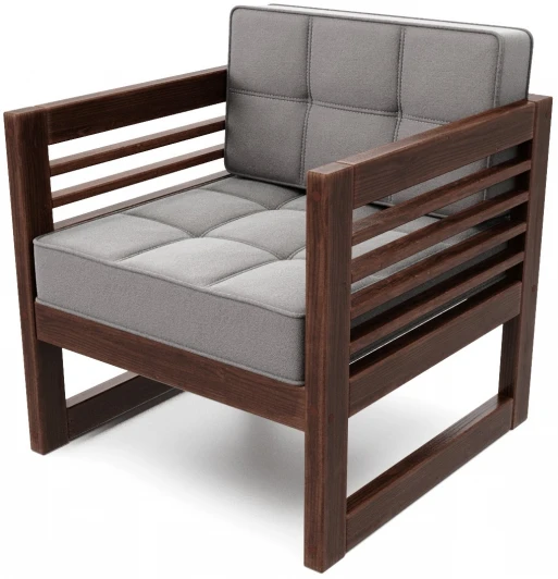 21924 Кресло Arsko Сега орех велюр серый