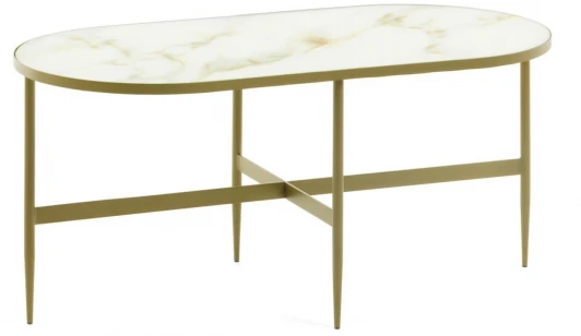 071084 Журнальный стол La Forma (ex Julia Grup) Elisenda (Золотой,Белый/ Сталь,Стекло,Металл)
